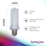 65W CFL Bulb E39 Mogul Base 6500K Daylight 300W Equivalent Quad Tube 4U Security Light 2 Pack