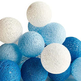 Blue 6Cm Cotton Balls String Lights Pom Pom Lights For Bedroom Playroom 3M/10.2Ft 20 Leds Fairy Lights For Bedroom, Apar
