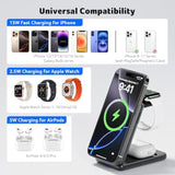 Magnetic Wireless Charger, 3 In 1 Wireless Charging Station, 15W Fast Magsafe Charger For Iphone 16 15 14 13 12 Series -Apple Watch 10 9 8 7 6 5 4 3 2 Se And Ultra Series-Airpods 4 3 2 Pro Series