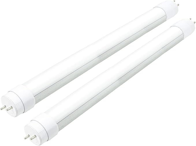 2 Pack F15T8 LED Tube Lights 18 Inch 7W 5000K Daylight White Rotatable End Caps Frosted Cover