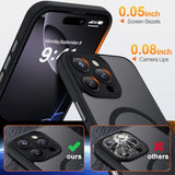 Magnetic For Iphone 16 Pro Max Case With 2 Privacy Screen Protectors - Upgraded Camera Protection - Wireless Charging Compatible,21Ft Drop Tested,Slim Fit Matte Phone Case - Black