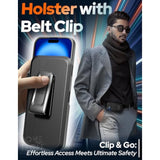 Designed For Apple Iphone 16 Case With Belt Clip Holster - Compatible With Magsafe Magnetic Heavy Duty Phone Cover With Kickstand - Black