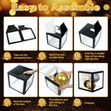 4-Pack 2026 New Year Balloon Boxes with Black Gold Balloons Letters Numbers