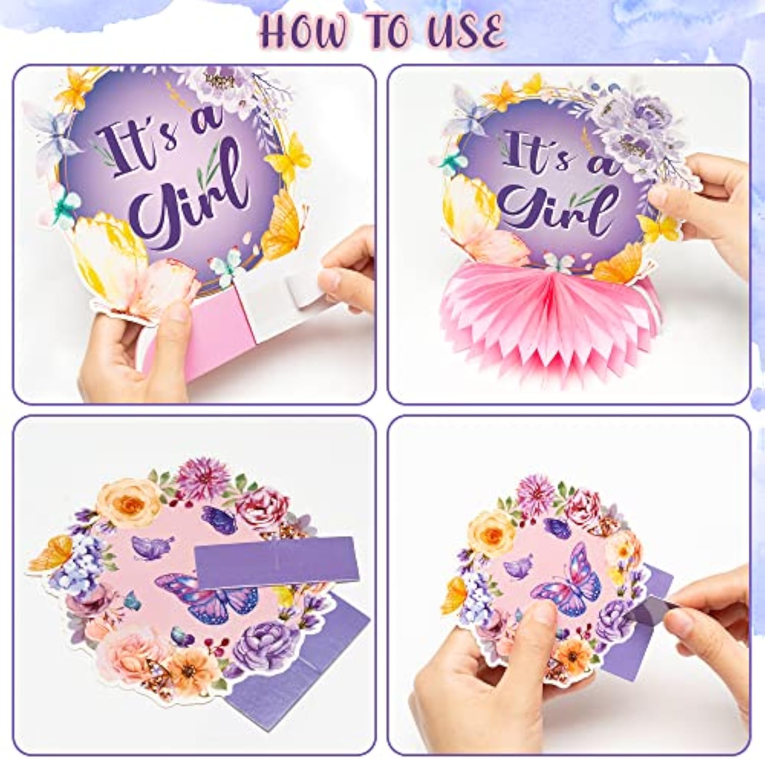 12Pcs Butterfly Baby Shower Party Honeycomb Table Centerpieces, It'S A