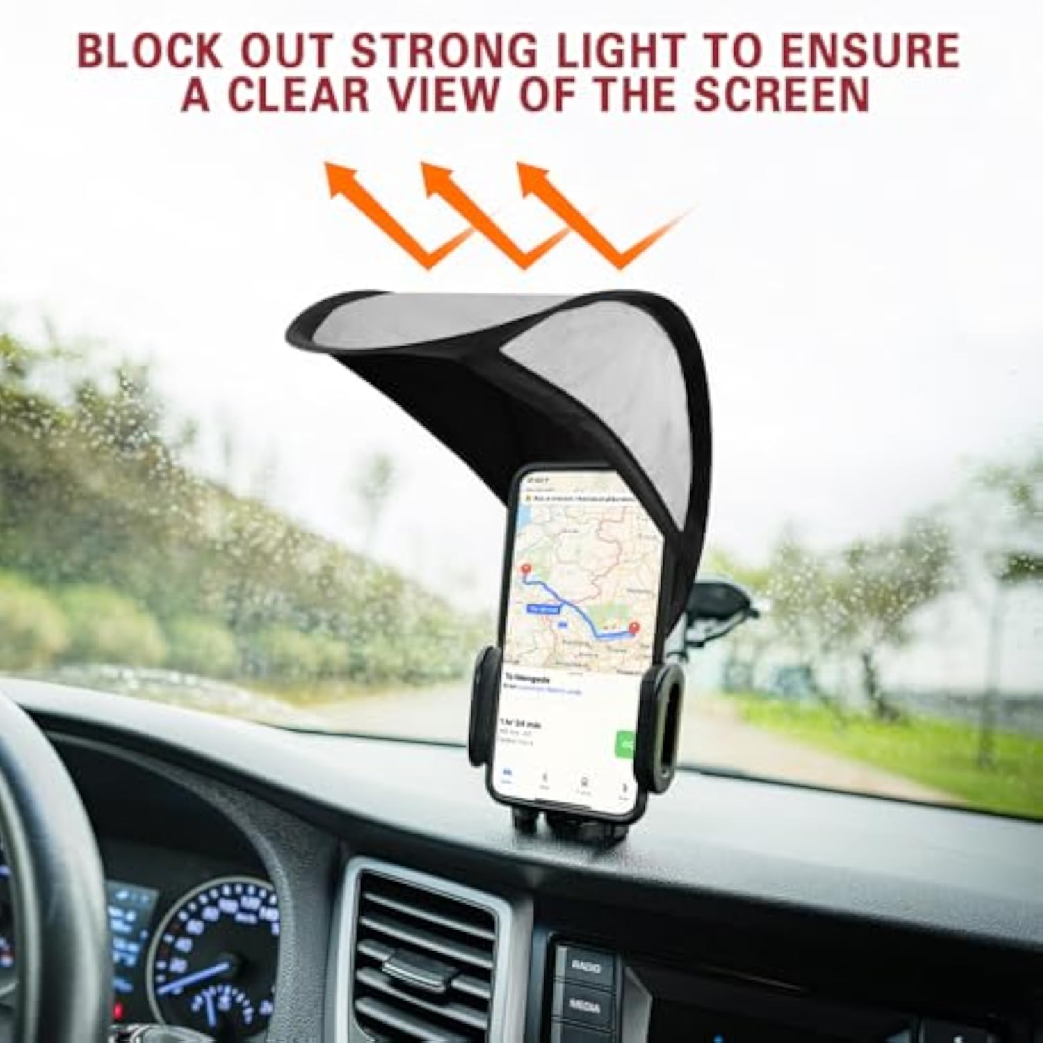 Car Mobile Phone Sunshade, Auto Portable Foldable Smartphone Umbrella Cover for Driving Safety