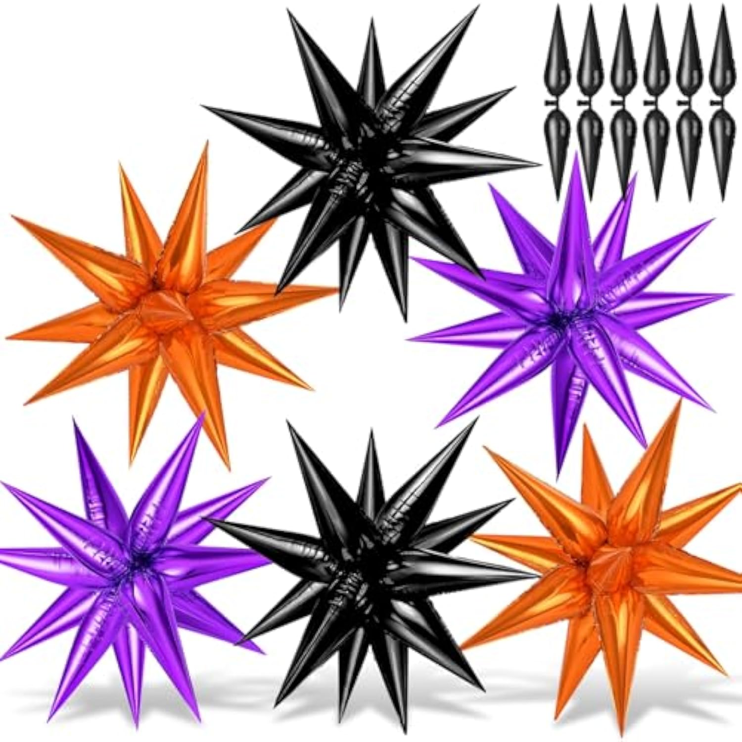Purple Black Orange Star Balloons 72PCS 26 Inch Metallic Foil Halloween Birthday Party