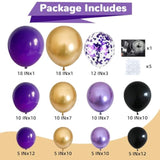 Purple Black And Gold Balloon Arch Kit Graduation Balloons Garland Black Metallic Dark Royal Purple Gold Confetti Balloon For Women Grad Class Of 2025 Decor Birthday Baby Shower Party