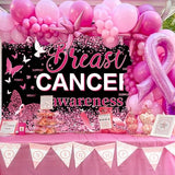 Breast Cancer Awareness Decorations, Breast Cancer Awareness Backdrop,Breasts Cancer Awareness Banner,Pink Ribbon Banner Backdrop for Breast Cancer Decor, 72x43 Inch (BLACK)