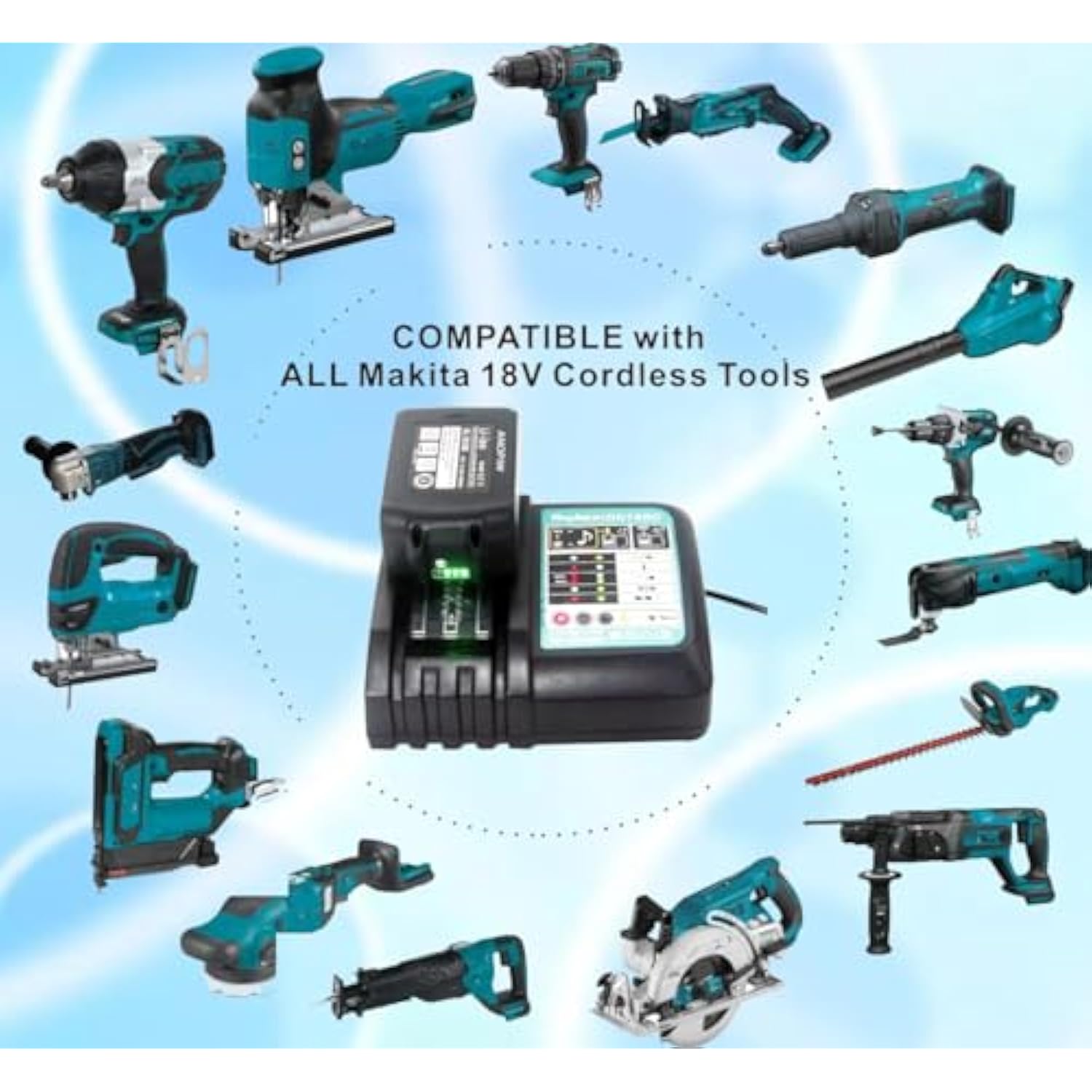 Dc18Rc Replace Makita Charger Dc18Rc Dc18Rd Dc18Rc Dc18Ra Dc18Sd Dc18Sf To Charge14.4V 18 Volt Lxt Lithium-Ion Battery Bl1815 Bl1850 Bl1840 Bl1830 Lxt-400 Bl1820