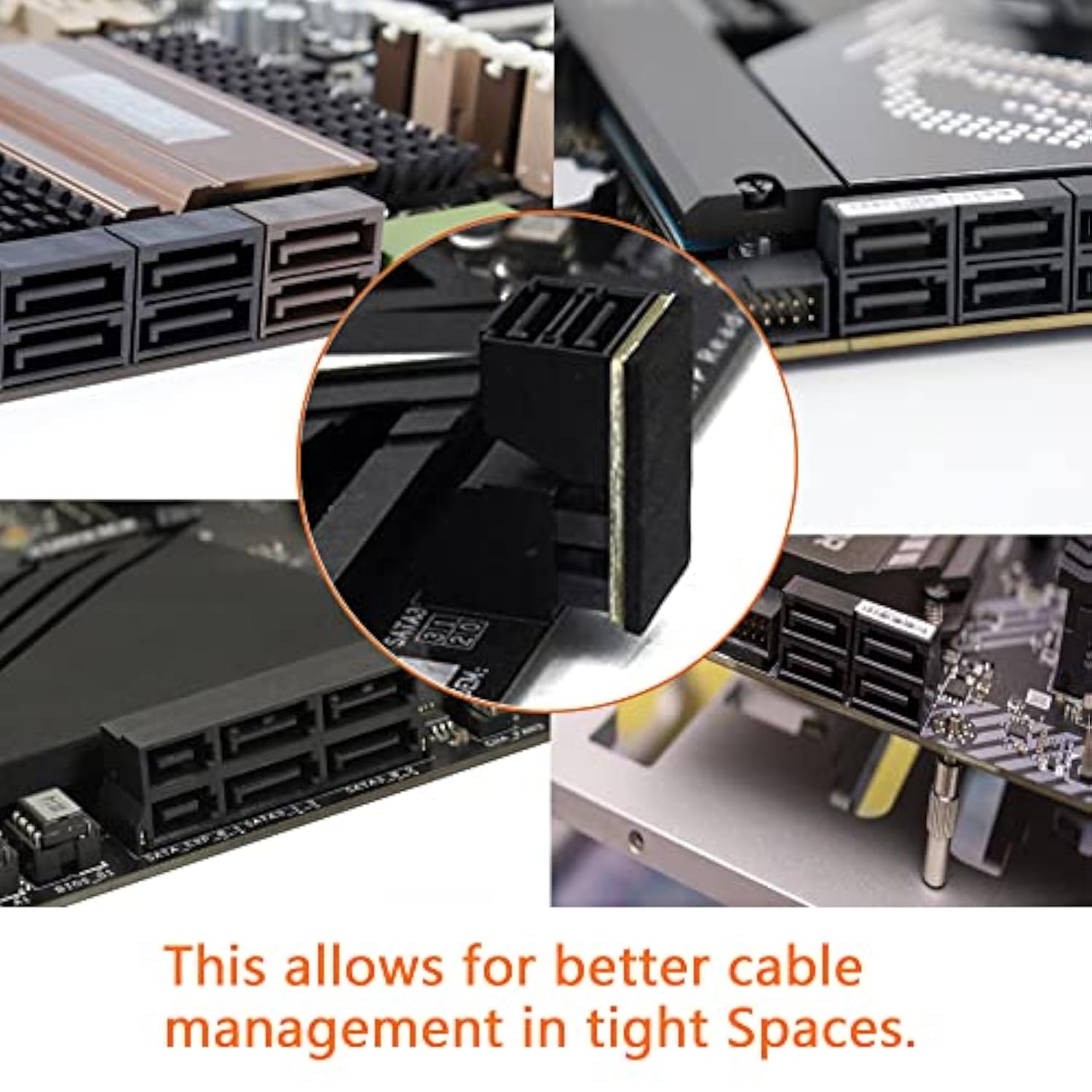 90 Degree Duale Sata 7Pin Male To Dual Female Connetcor For Low Profile Mother