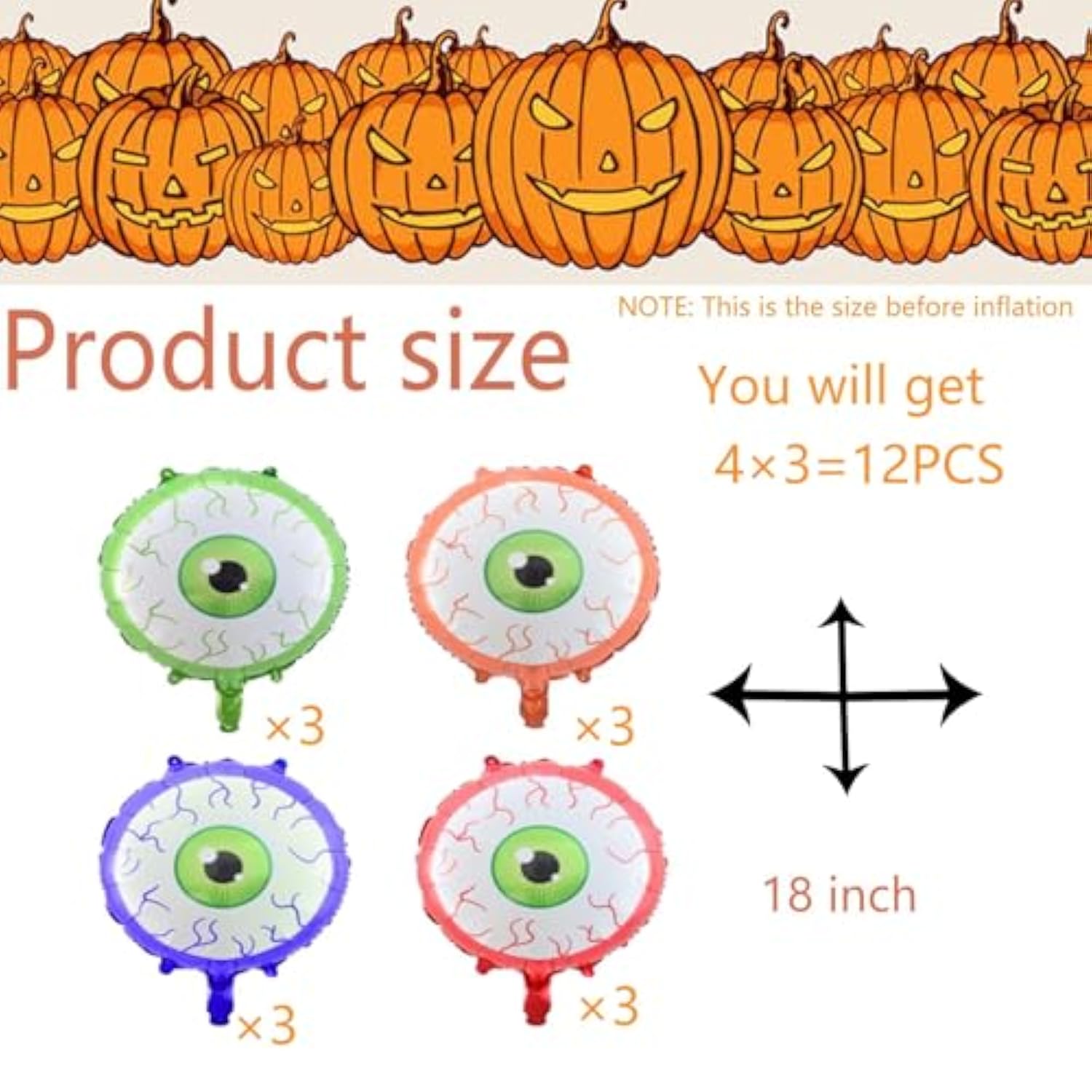 12-Piece Halloween Eyeball Balloon Set for Party Decorations