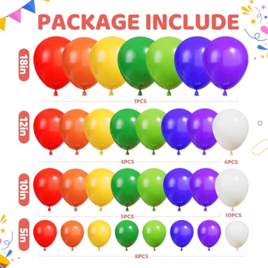 Rainbow Balloons Different Sizes 150Pcs 18/12/10/5 Inch Rainbow Balloon Garland Arch Kit Quality Latex Balloons Assorted Colors Decorations For Birthday Party Baby Shower Wedding
