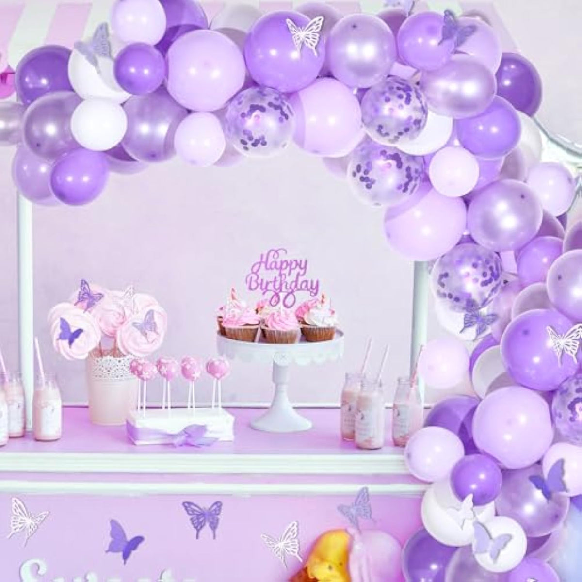 151Pcs Purple Butterfly Balloon Garland Kit Baby Shower Birthday Wedding Party Decor