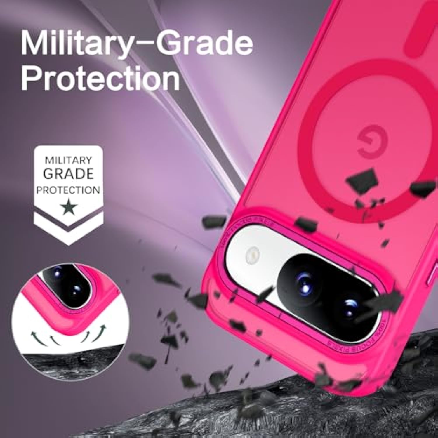 For Google Pixel 9 Case [Compatible With ] Translucent Matte Magnetic Pixel 9 Case Slim Thin Shockproof Women Men Girls Boys Protective Phone Cases For Google Pixel 9 6.3", Hot Pink