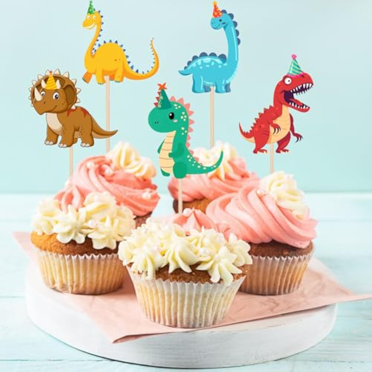 24pcs Dinosaur Cupcake Toppers Dino Picks Cake Decorations Birthday Party