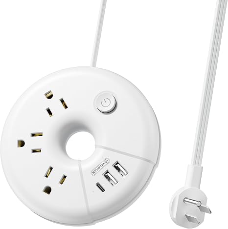 NTONPOWER Cruise Approved Travel Power Strip USB C 3Ft 5Ft Cord White