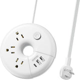 NTONPOWER Cruise Approved Travel Power Strip USB C 3Ft 5Ft Cord White