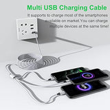Multi 3 In 1 Usb Long Iphone Charging Cable, 1.8M/5.9Ft Nylon Braided Universal Phone Charger Cord Usb C/Micro Usb/Lightning Connector Adapter For Android/Apple/Samsung/Lg/Pixel/Huawei/Xiaomi(Gray)