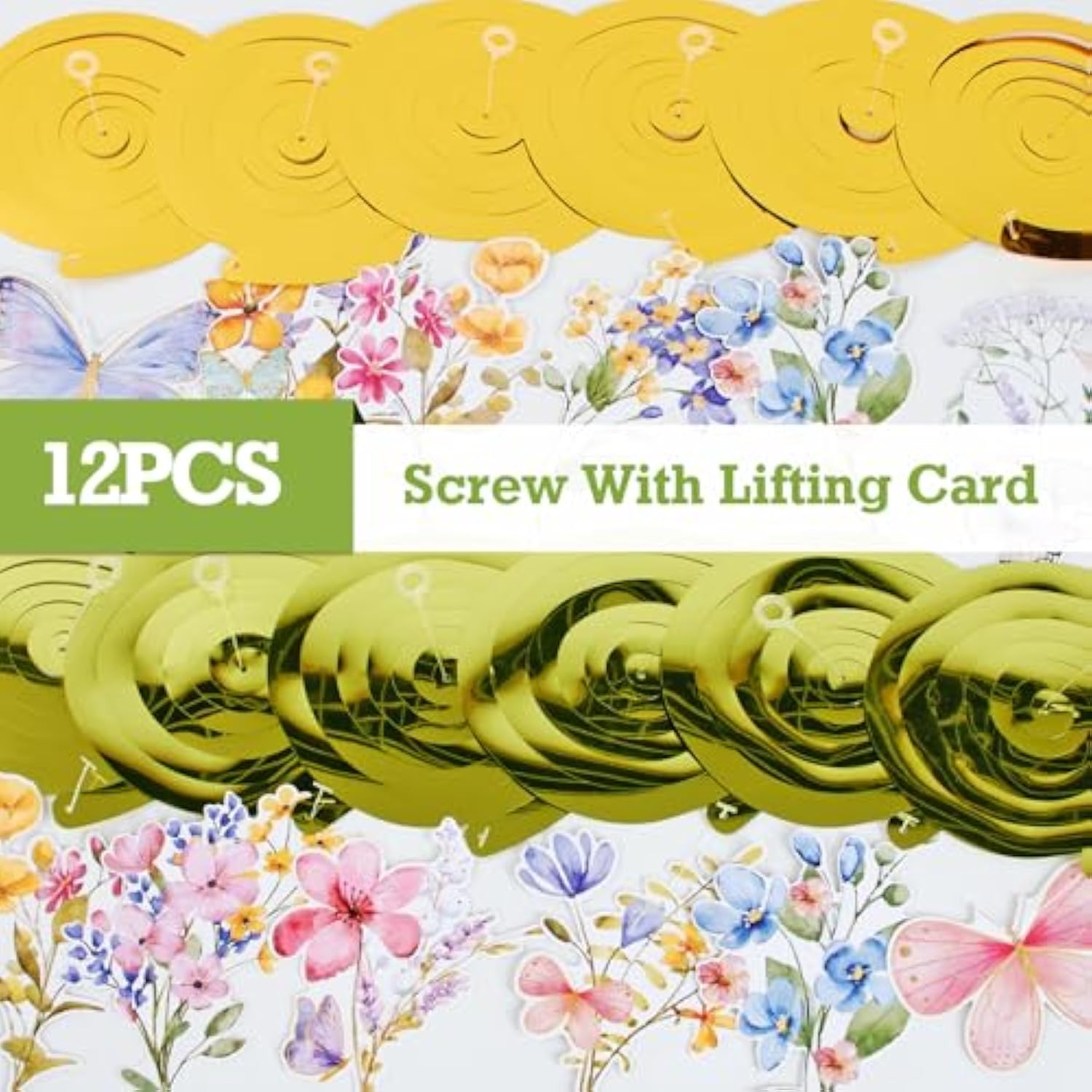 Wildflowers Butterfly Happy Birthday Banner With Hanging Decorations, Butterfly Garden Party Decorations Spring Hanging Swirls Supplies