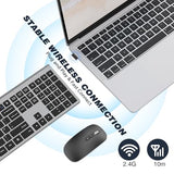 Rechargeable Wireless Keyboard, 2.4G Full Size Ergonomic Scissor Switch Keyboard, Qwerty Layout Silent Keyboard, 12 Multimedia Shortcut Keys For Pc/Desktop/Laptop/Windows-Gray