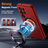 Designed For Samsung Galaxy S25 Ultra Case With Magnetic Ring Stand [Compatible With Mag-Safe][Military Grade Drop Protection][Build In Kickstand] S25 Ultra Phone Case 6.9",Red