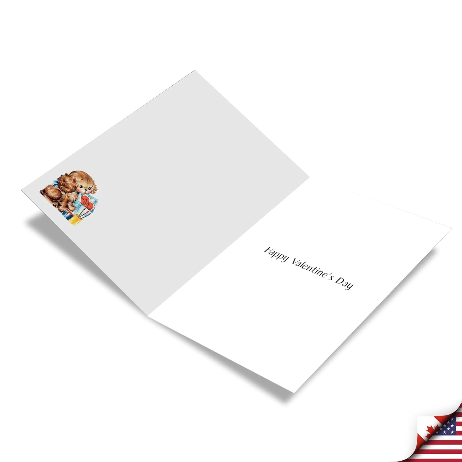 - Valentine'S Day Greeting Card With Envelope (4.63 X 6.75 Inch) - Vintage Puppies C8990Dvdg
