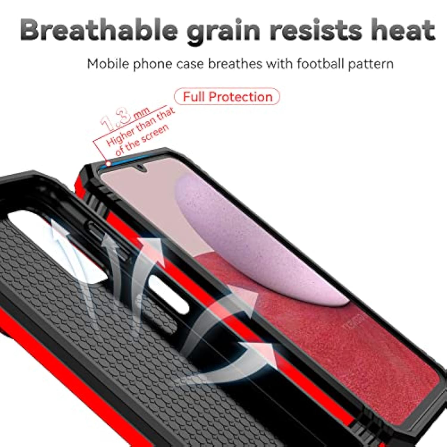 Samsung Galaxy A14 5G Case with HD Screen, Camera Cover, Ring Kickstand Red