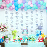 8 Pack Blue Bow Starfish And Seashell Garland 6.56 Ft Ocean Coastal Nautical Paper Hanging Decorations Pre Strung Banner For Under The Sea Beach Wedding Mermaid Birthday Party Decorations