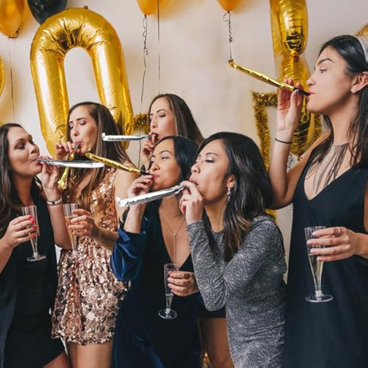 30 Pc Gold Silver Party Blowers Noise Makers for New Year Birthday Wedding