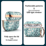 AirPods Pro 2019 Case with Flower Pattern, Protective Hard Case with Clip, Compatible with Wireless Chargers