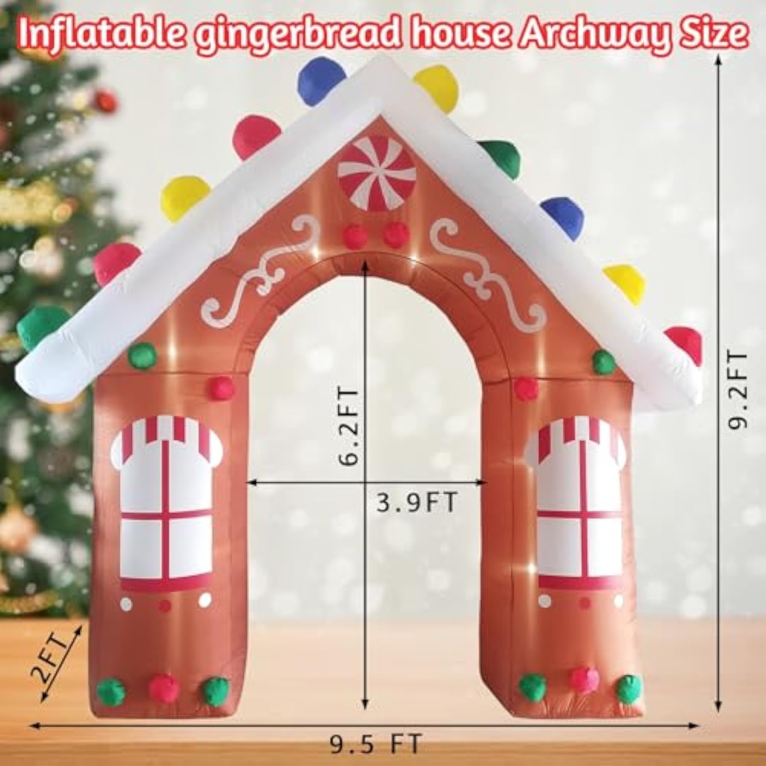 10Ft Christmas Inflatables Gingerbread House Archway Outdoor Decorations, Giant Christmas Arch Blow Up Yard Decorations