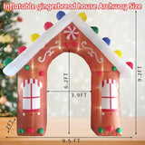 10Ft Christmas Inflatables Gingerbread House Archway Outdoor Decorations, Giant Christmas Arch Blow Up Yard Decorations