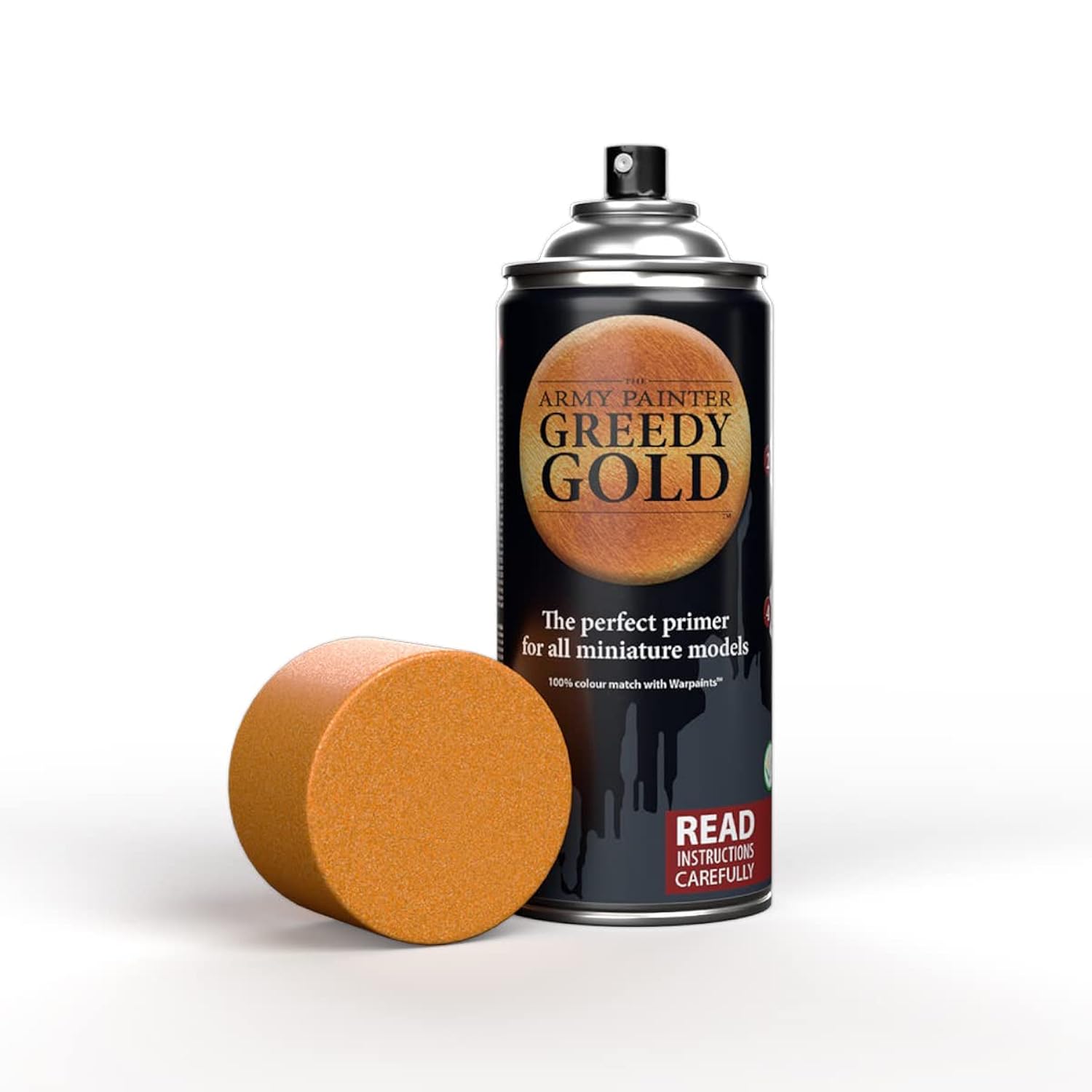 Colour Primer Greedy Gold, 400 Ml Acrylic Spray Primer, Spray Paint For Miniature Priming Basecoat, Tabletop Roleplaying, Boardgames, And Wargames Miniature Modelling