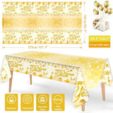 3Pcs White Gold New Year Tablecloth 108x54in 2026 Party Decorations