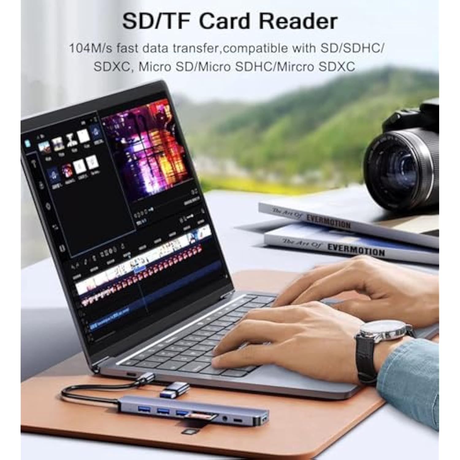7 Port Usb 3.0 Hub, Aluminium Usb C To Usb 3.0 Hub Usb Splitter For Macbook, M