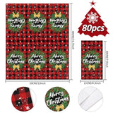 Christmas Guest Napkins Buffalo Plaid 3 Ply Disposable Paper Red Black Xmas Dinner Hand Napkin Towel Wreath Bathroom Napkins For Winter Party Supplies, 80Pcs