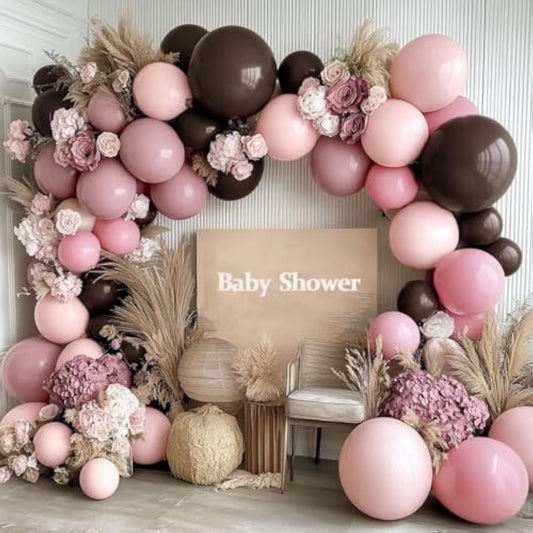 Pink Brown Balloon Arch - Double Stuffed Light Pink Coffee Balloon Dark Brown Pink Tan Neutral Balloon Garland Kit For Birthday Baby Shower Gender Reveal Bear Party Decoration