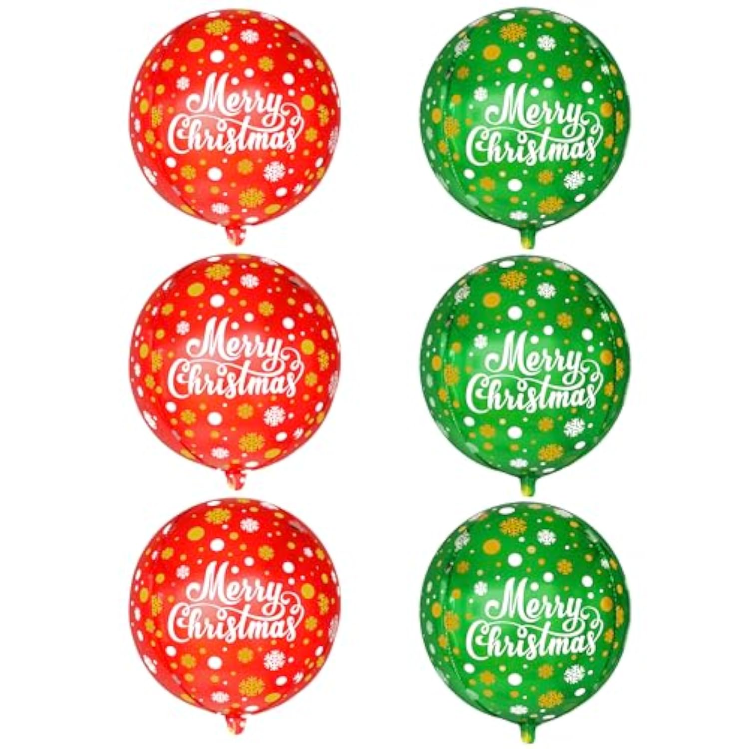 Merry Christmas Balloons - 22 Inch, Pack Of 6 | Red And Green Christmas Foil Balloons For Indoor Decorations