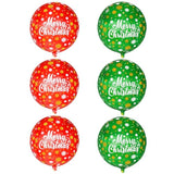 Merry Christmas Balloons - 22 Inch, Pack Of 6 | Red And Green Christmas Foil Balloons For Indoor Decorations