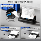 Portable Printers Wireless For Travel, M832 Inkless Bluetooth Thermal Printer Support 8.5'' X 11'' Us Letter & A4 Size, Compatible With Iphone Android Laptop For Mobile Office Home, With Case