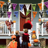 164ft Halloween Pennant Banner Flags, 5pcs Scare Face Fabric Triangle Bunting