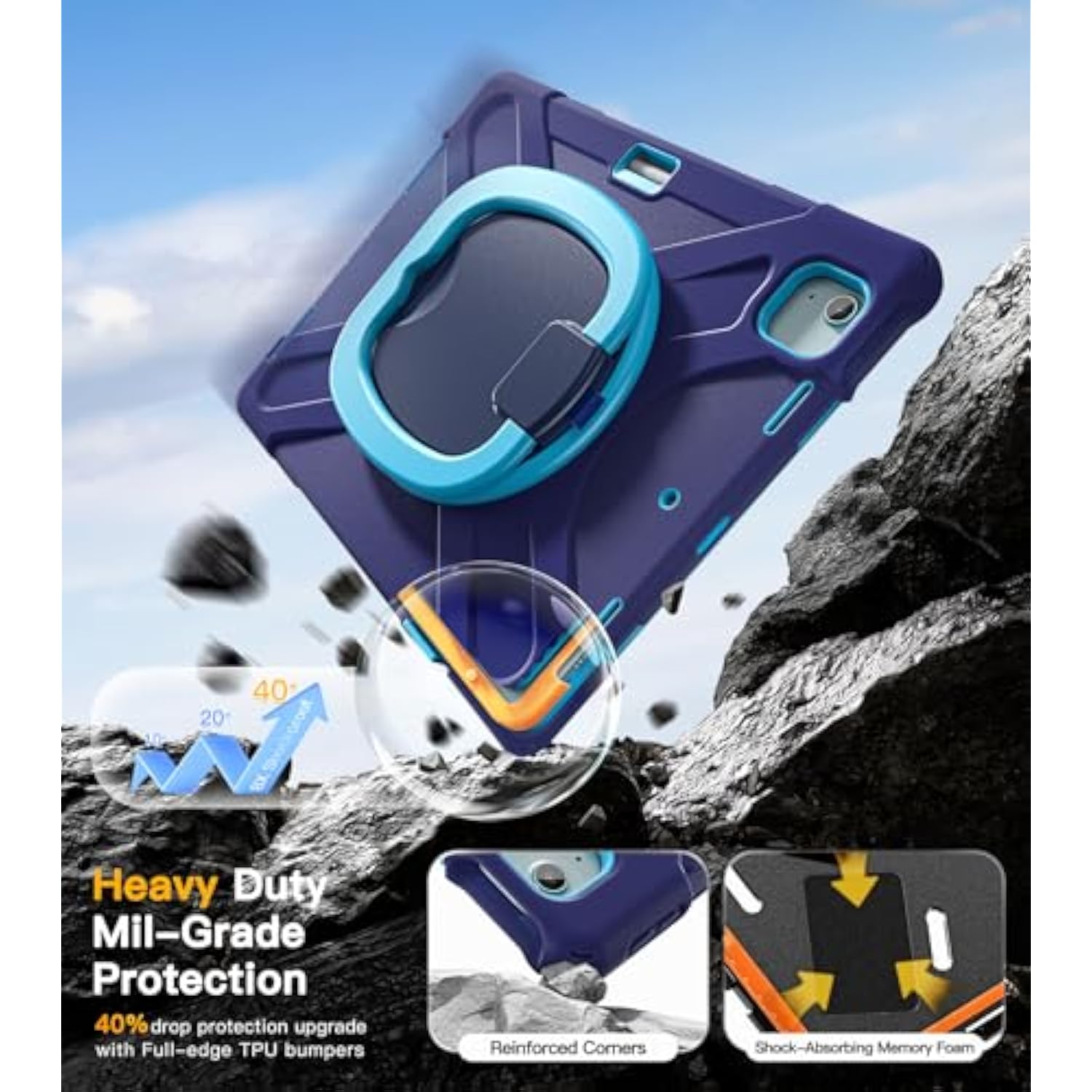 Ipad Pro 12.9 Case 2022/2021/2020/2018: Heavy Duty Shockproof Cover For Ipad P