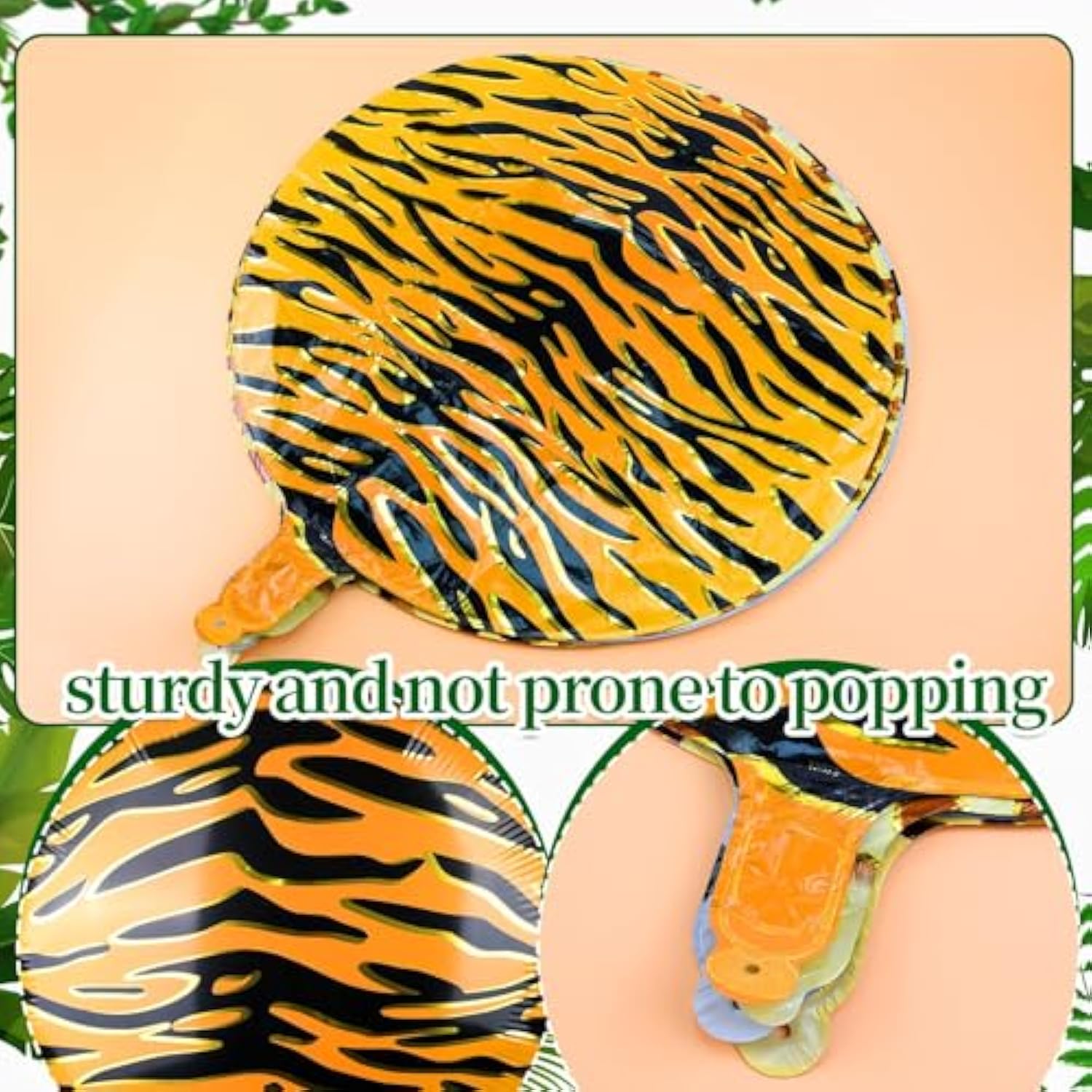 12 Pcs 18 Inch Tiger Print Aluminum Foil Balloons For Zoo Themed Jungle Safari Birthday Decorations (Animal Wildlife)