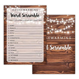 30 Sheet Rustic Word Scramble Housewarming Party Game Cards for New Homeowners