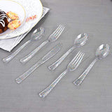 360Pcs Clear Plastic Silverware, Glitter Disposable Cutlery With Colorful Design,120 Forks,120 Knives,120 Spoons,Perfect For Parties Birthday
