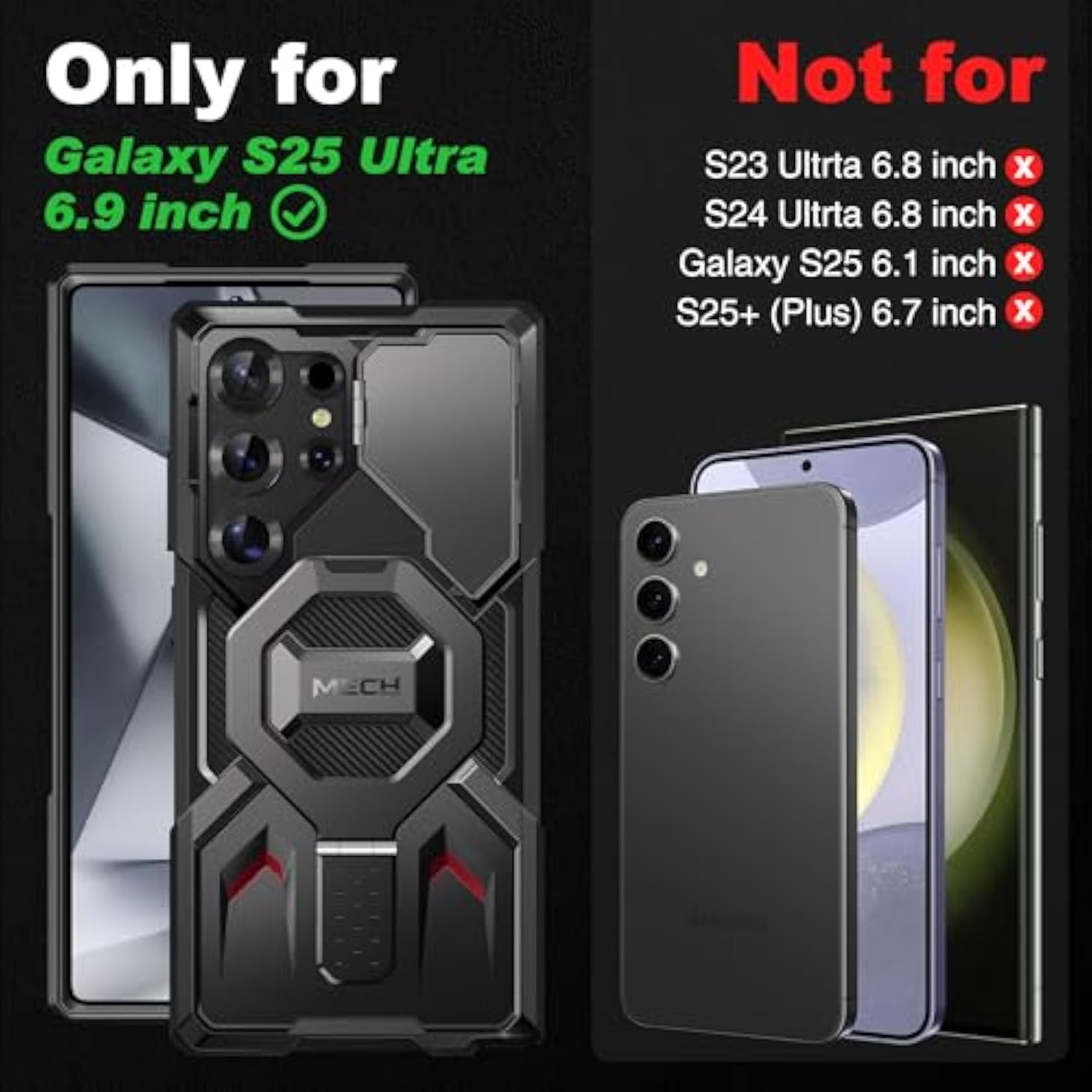 Magnetic Samsung Galaxy S25 Ultra Case with Ring Stand, MagSafe, Camera Cover