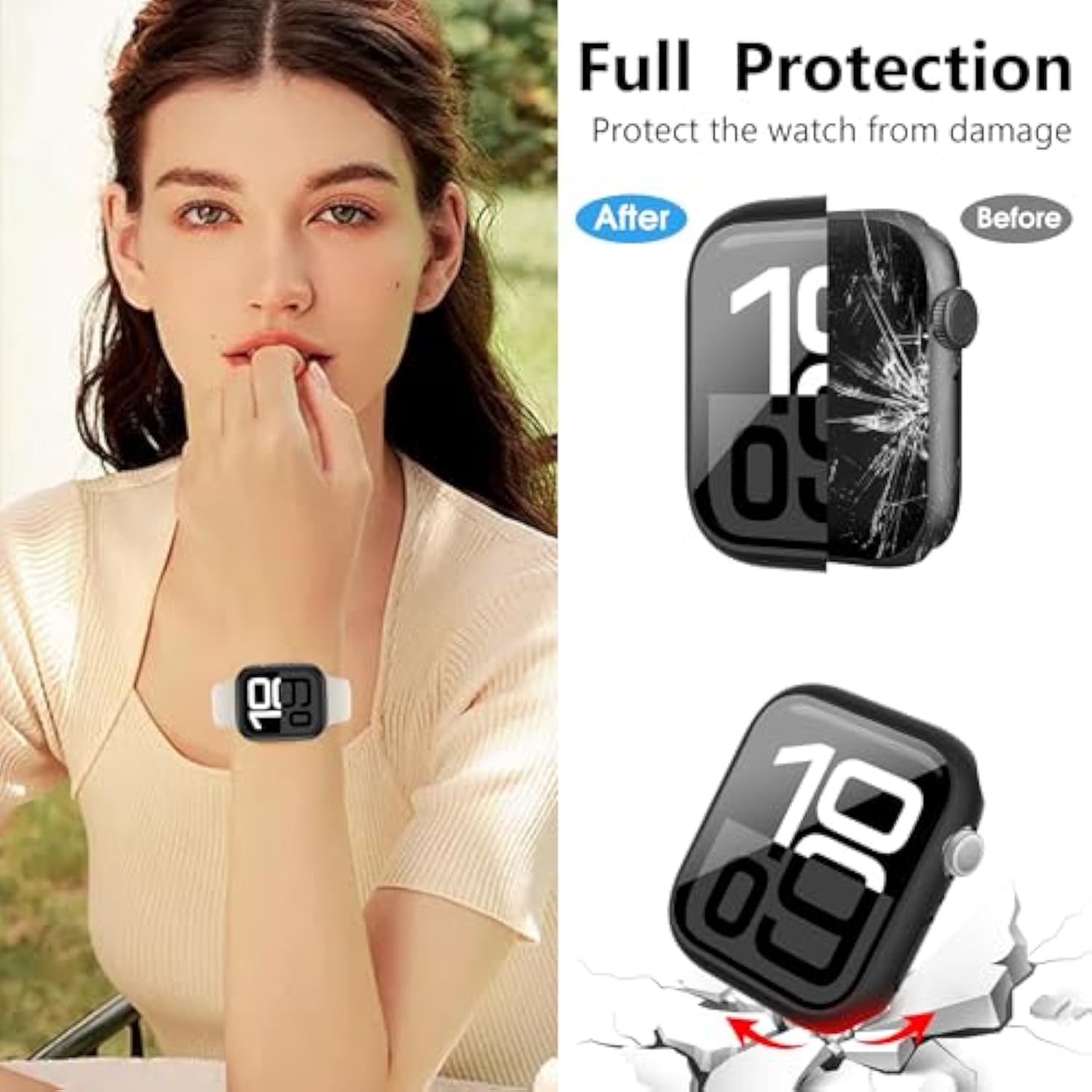 20 Pack Case For Watch Series 9/8/7 45Mm With Tempered Glass Screen Protector, Shockproof Hard Pc Protective Cover, All-Around Bumper Compatible With Iwatch S9 S8 S7 45Mm