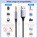 Usb To 3.5Mm Trs Audio Jack Adapter, Usb Male To 3.5Mm Aux Stereo Audio Cable, Nylon Braided Usb To Aux Converter For Pc, Laptop, Windows, Mac Osx, Headphones?Does Not Support In Vehicle?