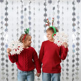 Silver Snowflake Decorations Foil Fringe Curtains - Hanging Snowflakes Frozen Party Tinsel Backdrop For Christmas Birthdays Winter Onederland Party Decoration - 2 Pack 3.3×6.6Ft