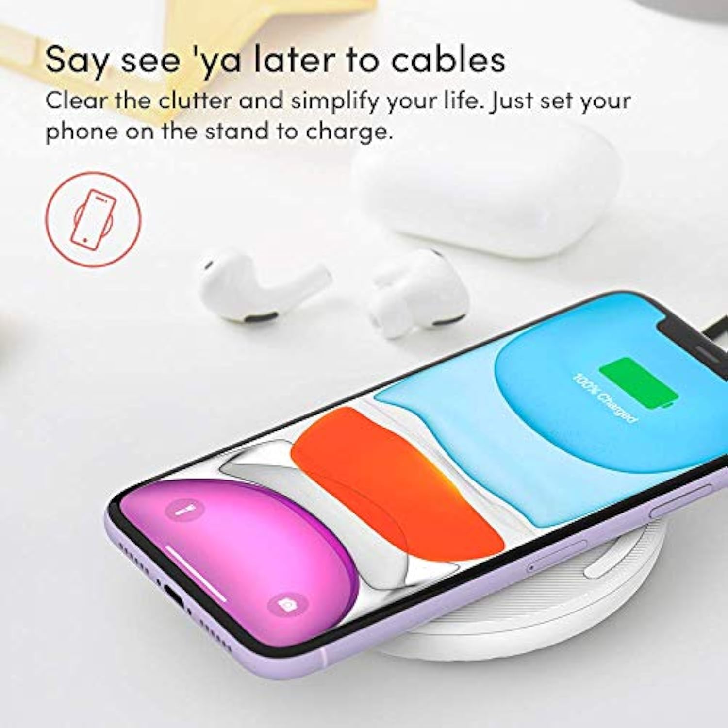 Playa by Belkin Wireless Charger 10W (Wireless Charging Pad Compatible with iPhone 12, iPhone 11, Galaxy, Pixel, AirPods, More) No Power Adapter (Required)